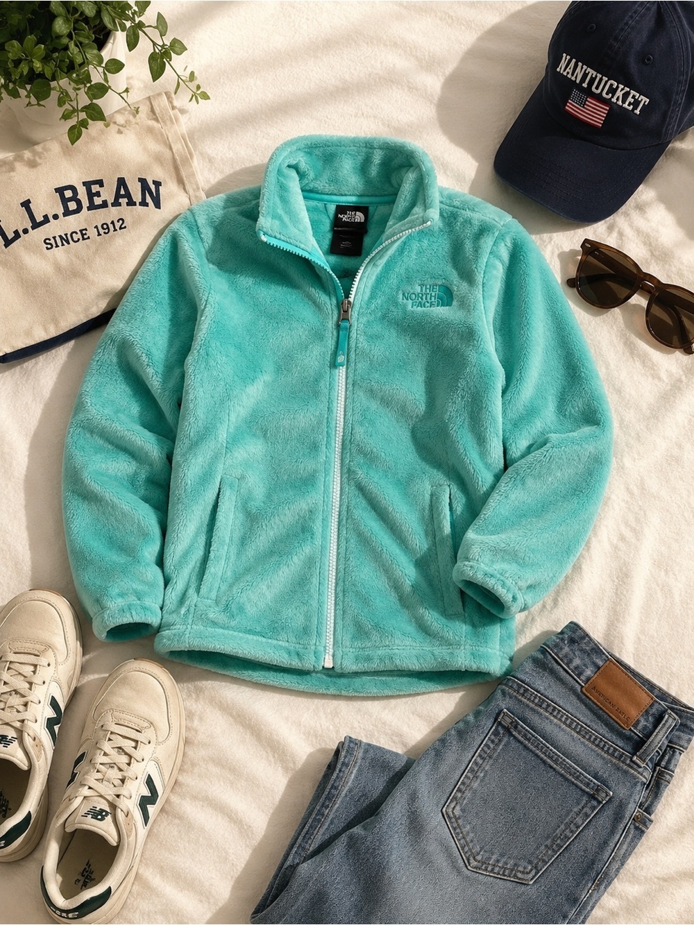 The North Face kids Osito Full Zip Fleece Jacket - Mint/Teal